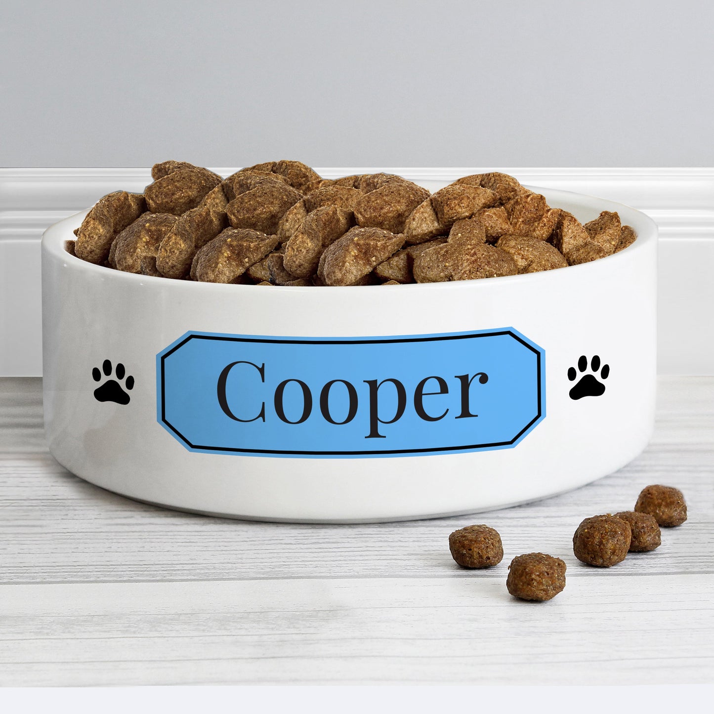 Personalised Blue Plaque 14cm Medium Pet Bowl: 4 - Pet Products By Gift Moments