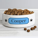 Personalised Blue Plaque 14cm Medium Pet Bowl: 4 - Pet Products By Gift Moments