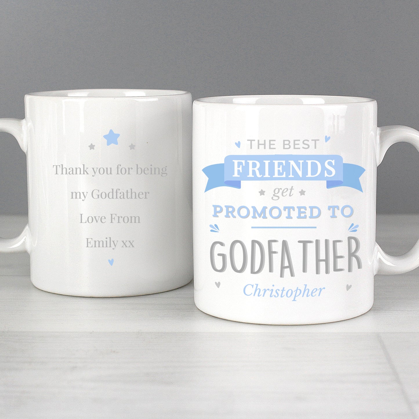Personalised Blue Promoted to Mug: 2 - Mugs By Gift Moments