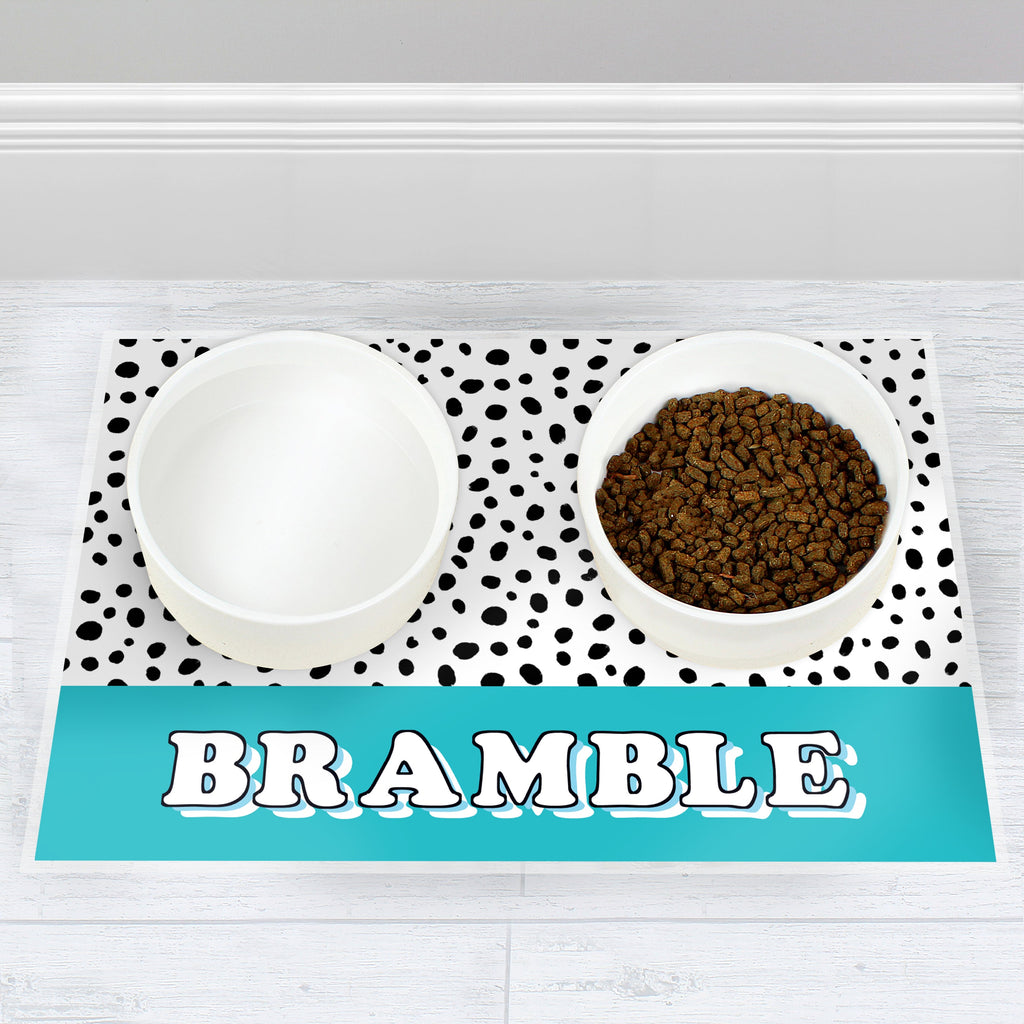 Personalised Blue Spots Dog Pet Bowl Mat - Shop Pet Products At Gift Moments - 1