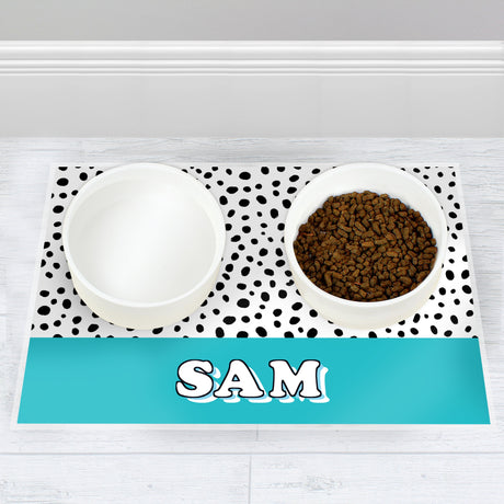 Personalised Blue Spots Dog Pet Bowl Mat: 2 - Pet Products By Gift Moments