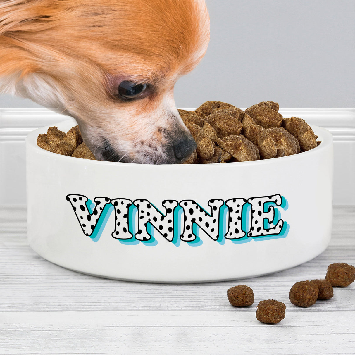 Personalised Blue Spots Name 14cm Medium Pet Bowl: 2 - Pet Products By Gift Moments