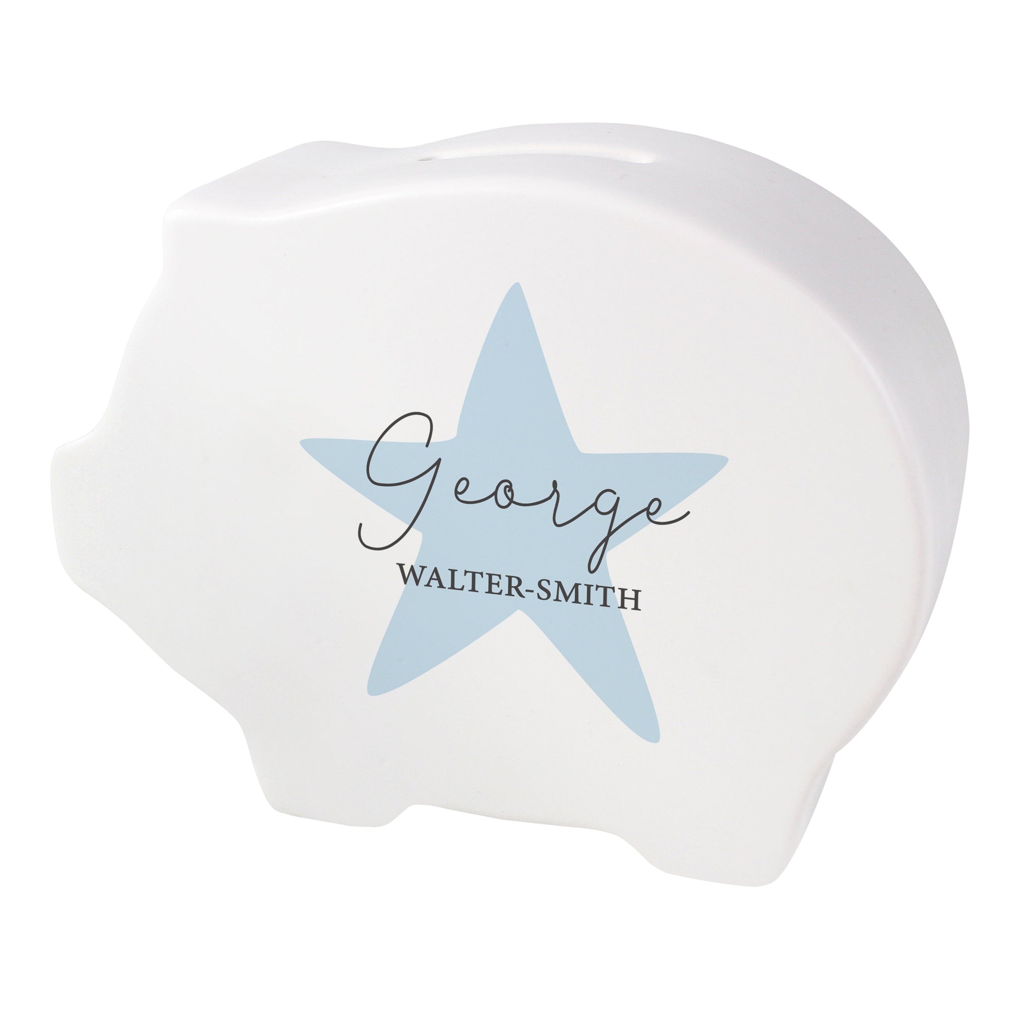Personalised Blue Star Piggy Bank: 5 - Money Boxes By Gift Moments