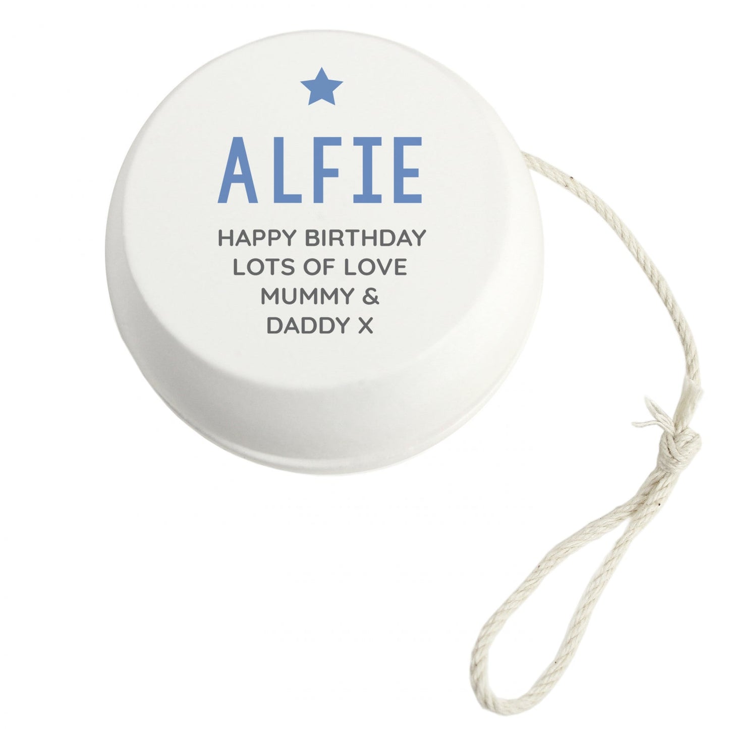 Personalised Blue Star White Wooden Yoyo: 5 - Toys By Gift Moments