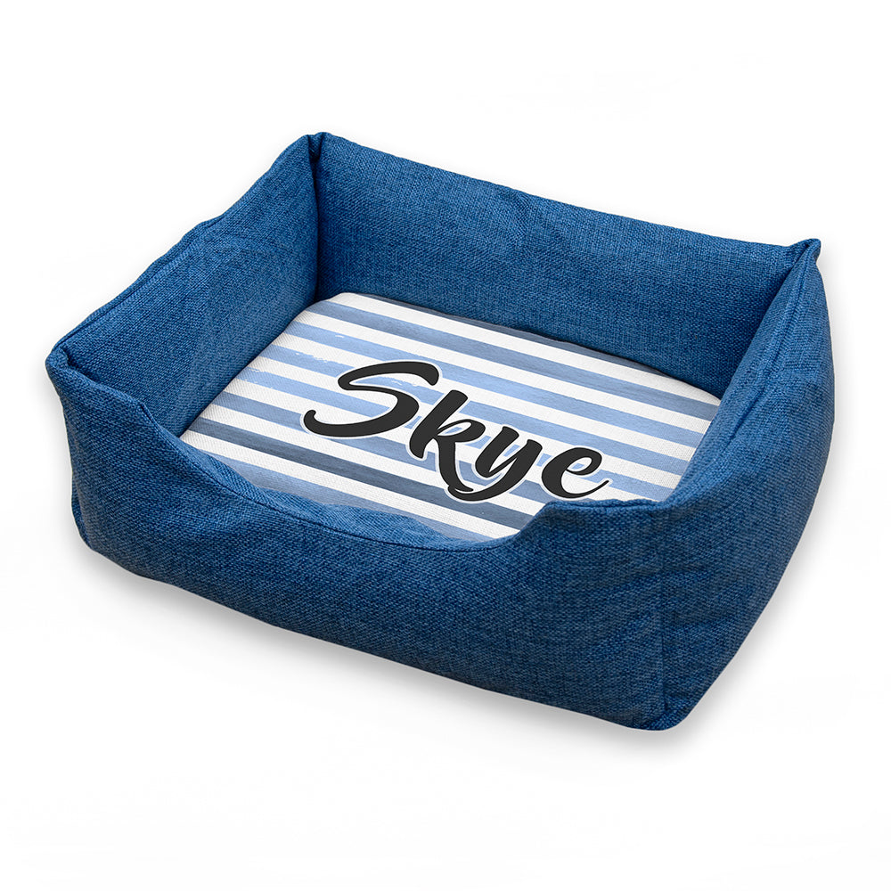 Personalised Blue Striped Comfort Dog Beds: 2 - Pet Products By Gift Moments