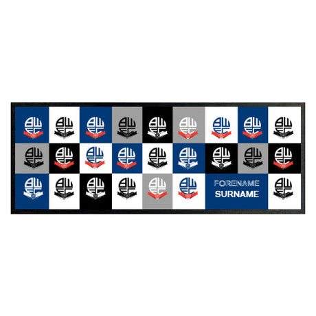 Personalised Bolton Wanderers FC Chequered Bar Runner: 1 - Barware By Bolton Wanderers