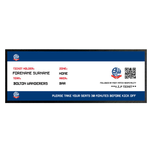 Personalised Bolton Wanderers FC Ticket Bar Runner: 1 - Barware By Bolton Wanderers
