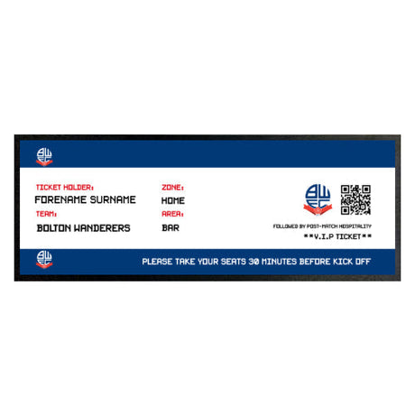 Personalised Bolton Wanderers FC Ticket Bar Runner: 1 - Barware By Bolton Wanderers