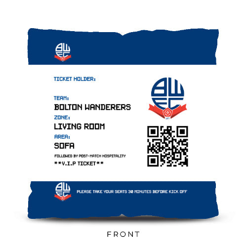 Personalised Bolton Wanderers Ticket 18’’ Cushion: 1 - Cushions By Bolton Wanderers