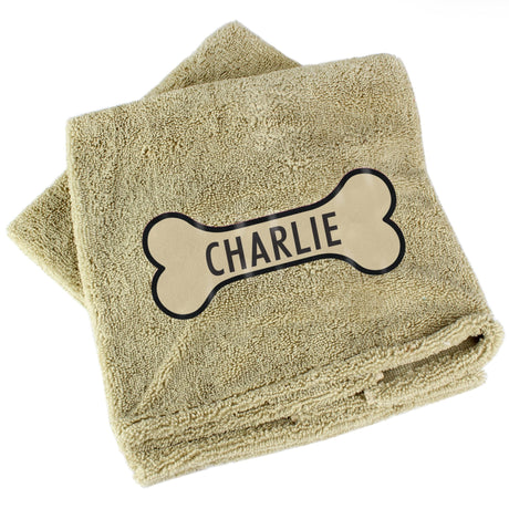 Personalised Bone Brown Microfibre Pet Towel: 5 - Pet Products By Gift Moments