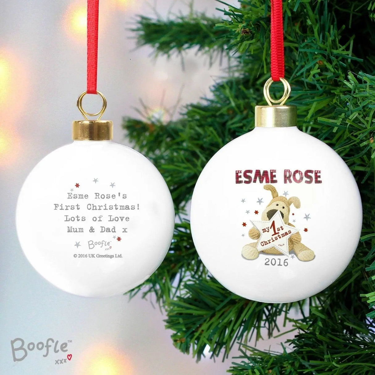 Personalised Boofle My 1st Christmas Bauble: 2 - Christmas Baubles By Boofle