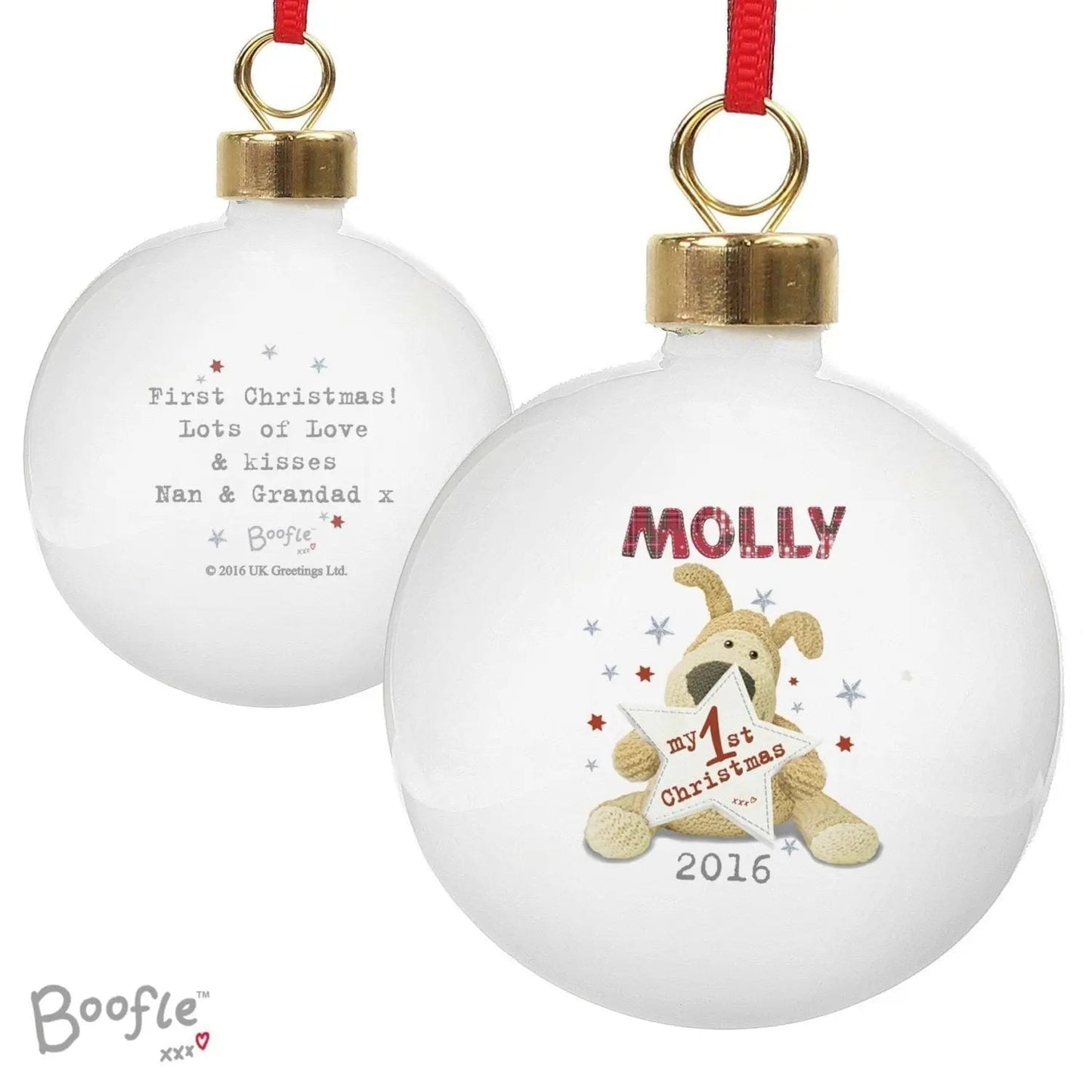 Personalised Boofle My 1st Christmas Bauble: 3 - Christmas Baubles By Boofle