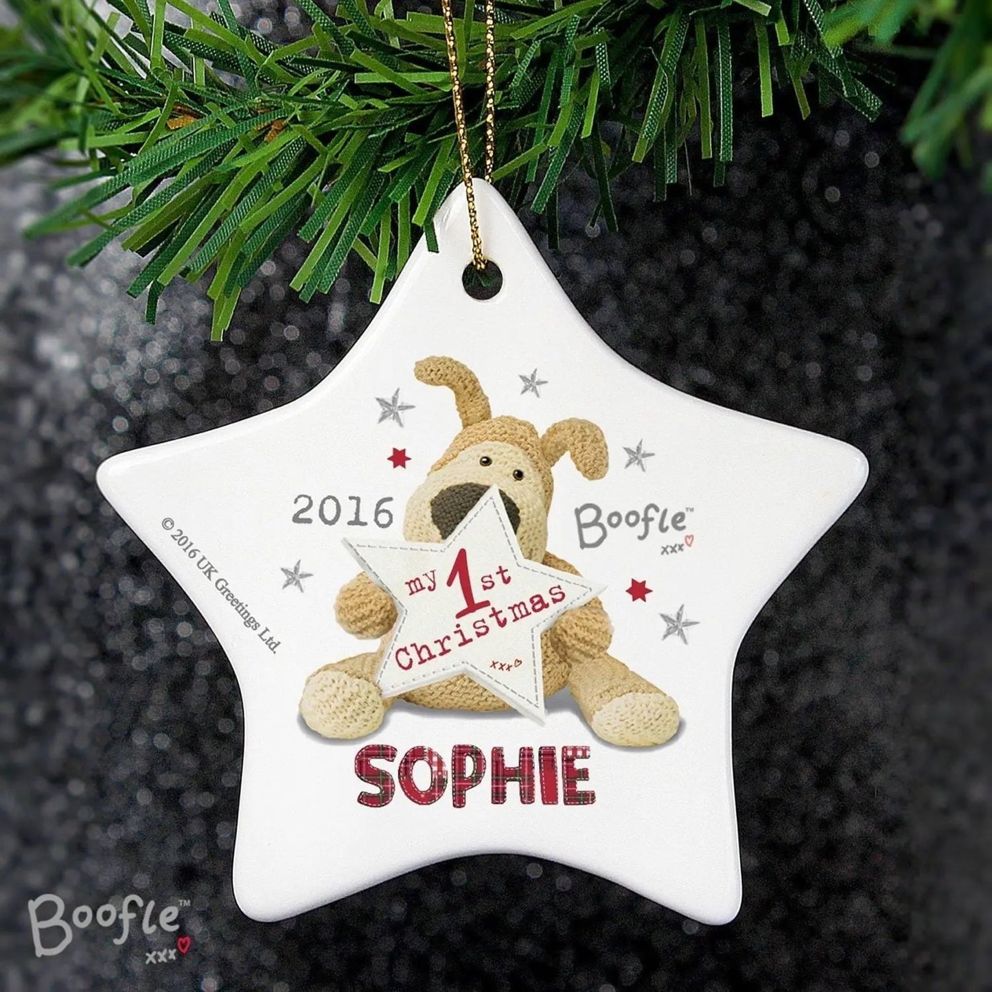 Personalised Boofle My 1st Christmas Ceramic Star Decoration: 1 - Christmas Decorations By Boofle