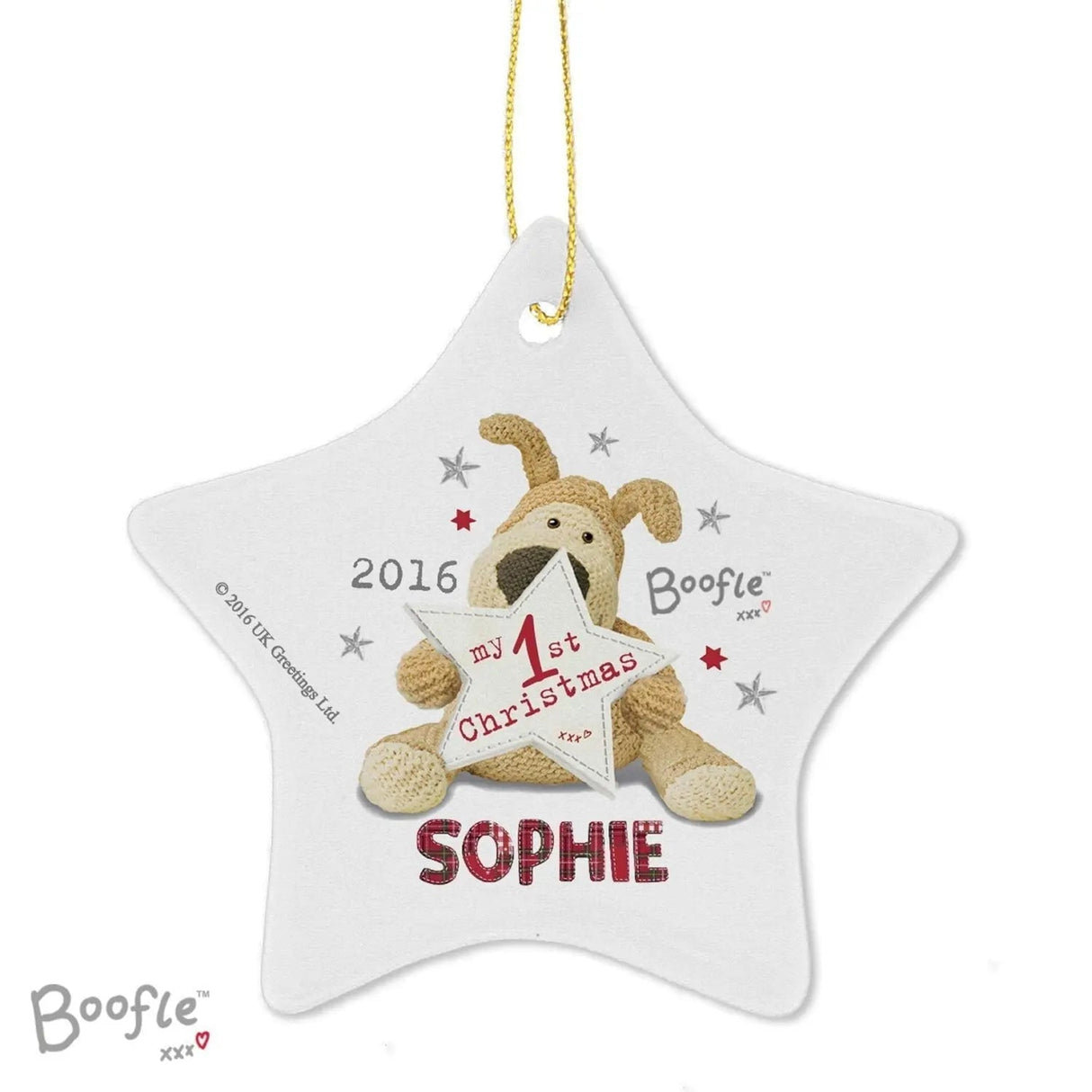 Personalised Boofle My 1st Christmas Ceramic Star Decoration: 3 - Christmas Decorations By Boofle
