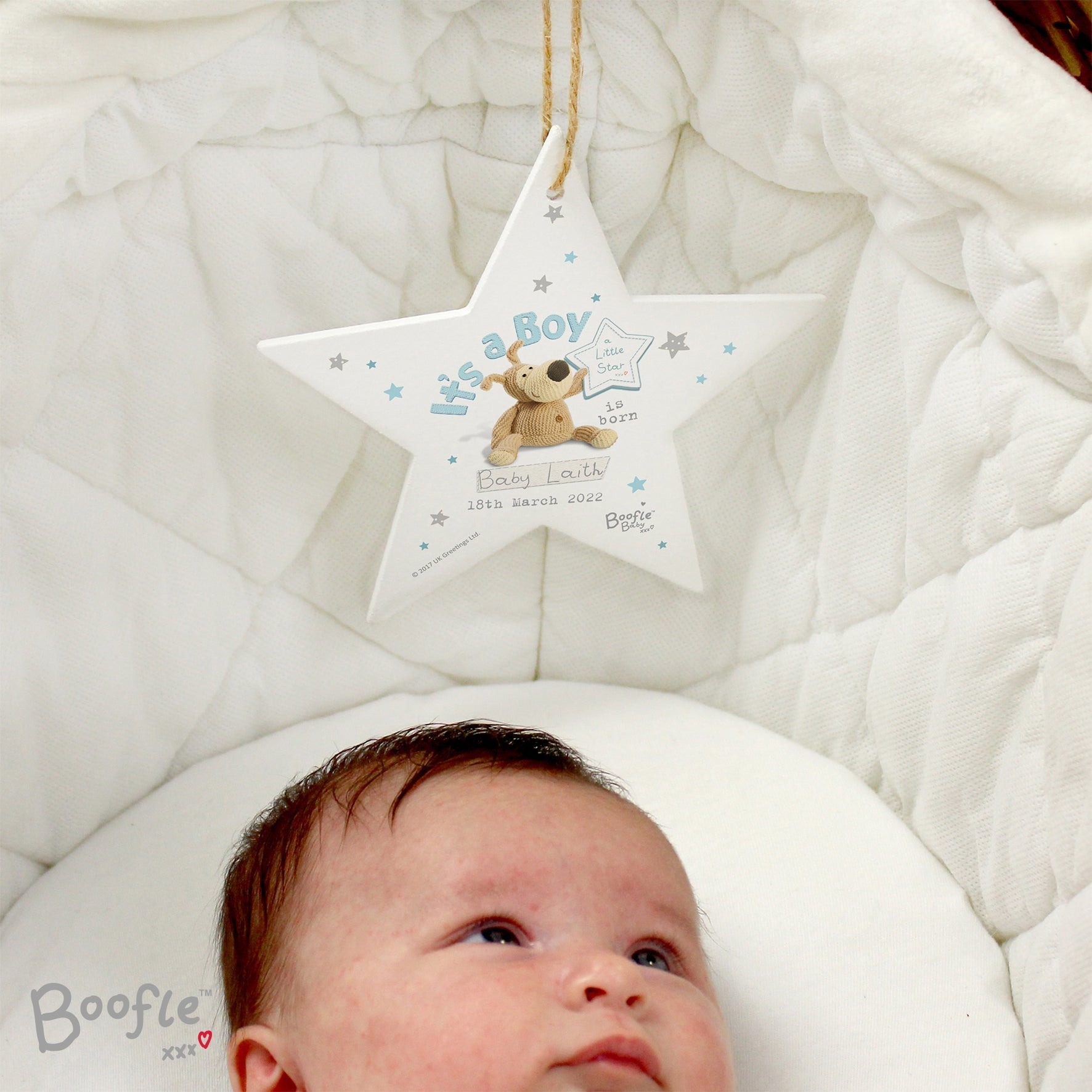Personalised Boofle Its a Boy Wooden Star Decoration: 3 - Decorations By Boofle