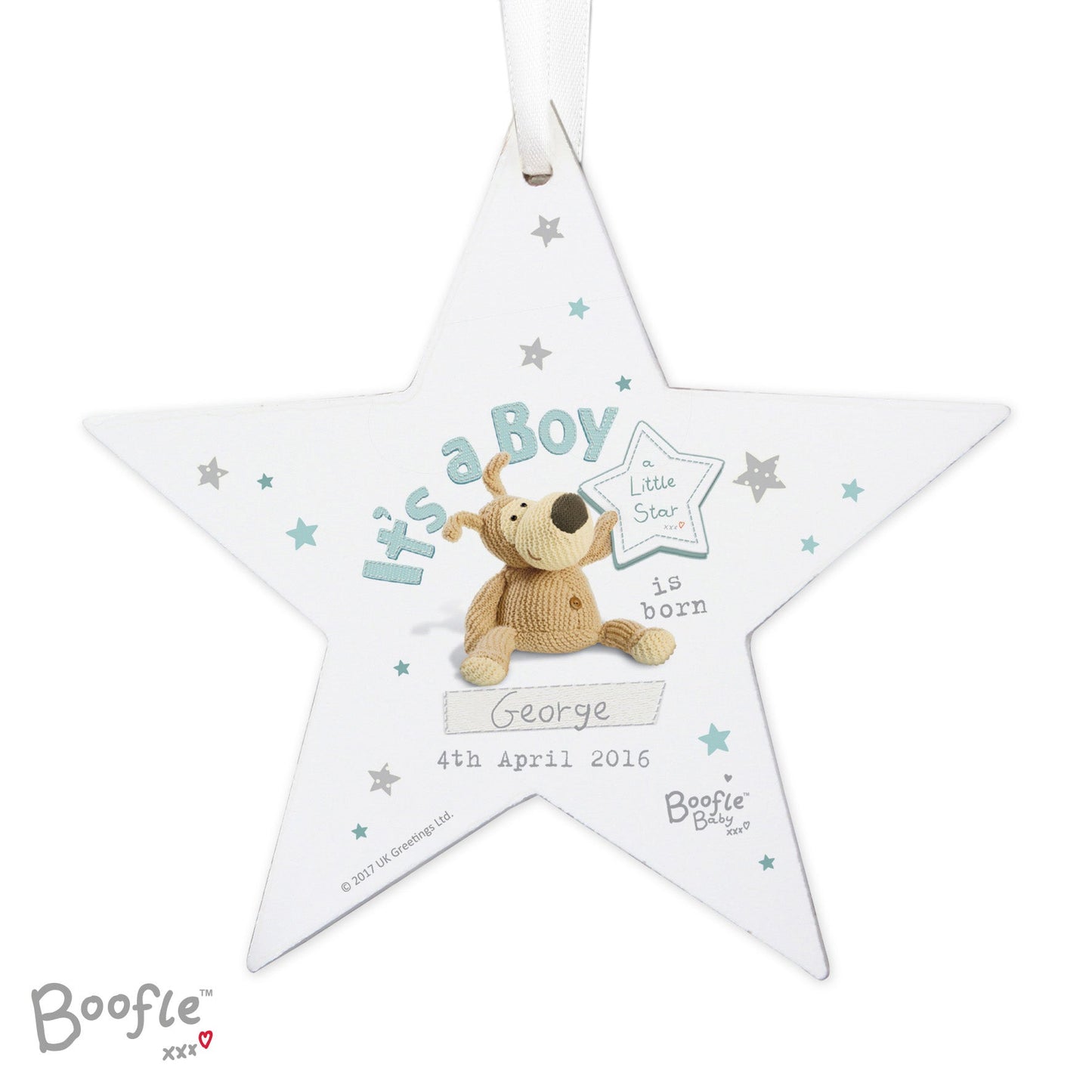 Personalised Boofle Its a Boy Wooden Star Decoration: 5 - Decorations By Boofle