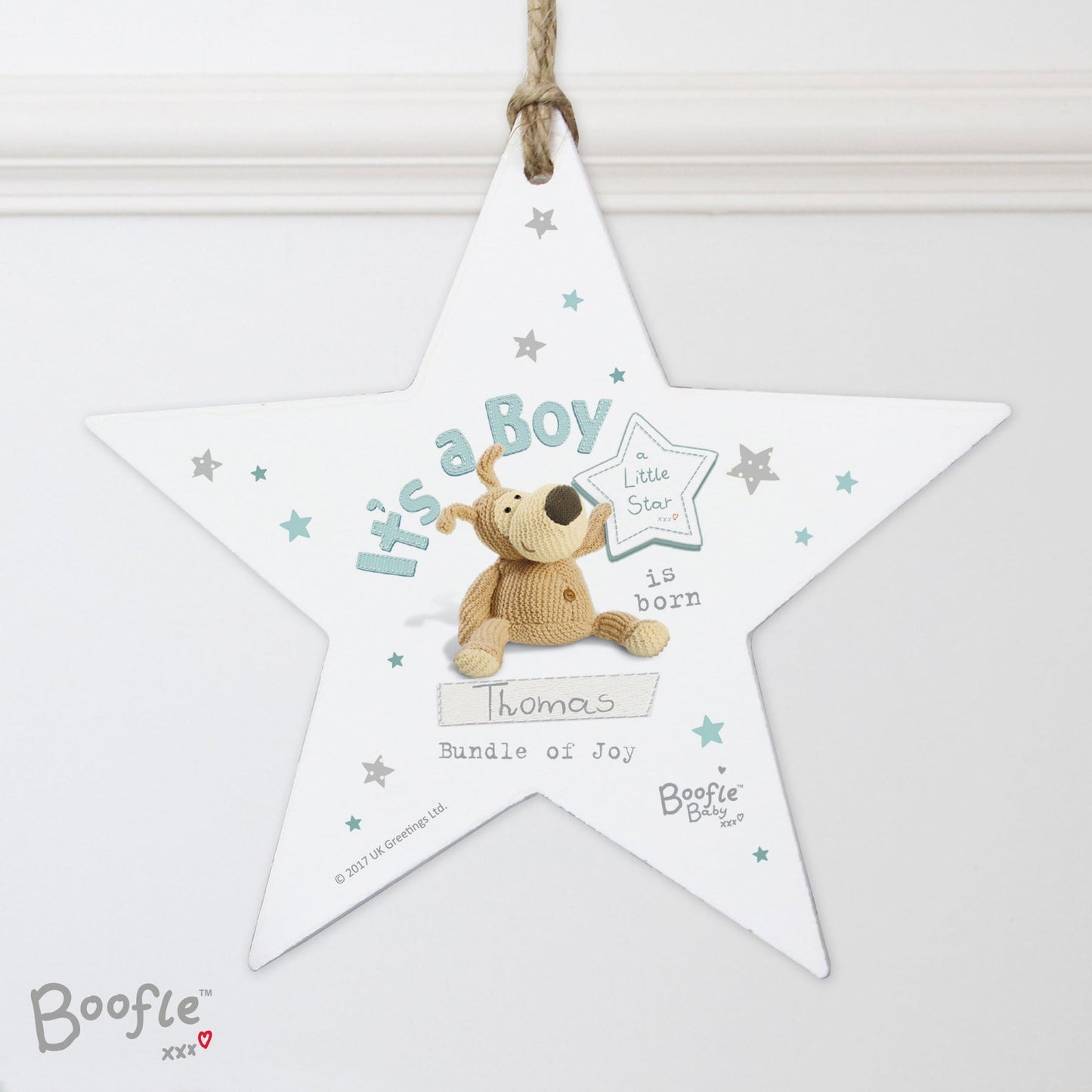 Personalised Boofle Its a Boy Wooden Star Decoration: 4 - Decorations By Boofle