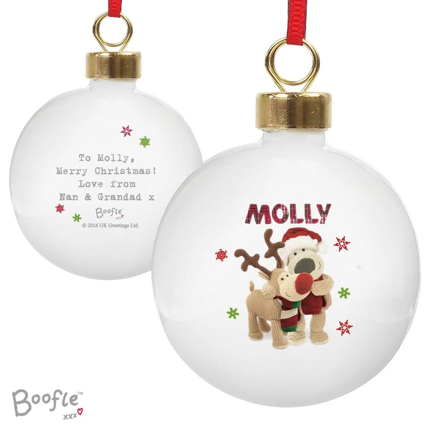 Personalised Boofle Christmas Reindeer Bauble - Shop Christmas Baubles At Gift Moments - 3