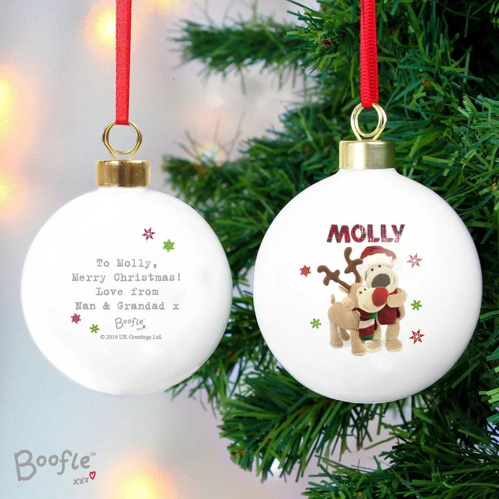 Personalised Boofle Christmas Reindeer Bauble - Shop Christmas Baubles At Gift Moments - 2