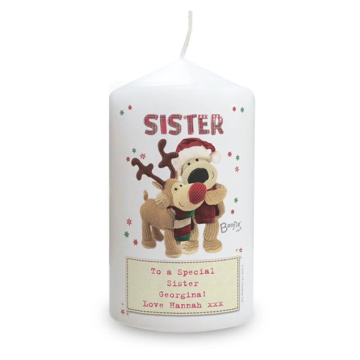 Personalised Boofle Christmas Reindeer Pillar Candle: 3 - Candles By Boofle