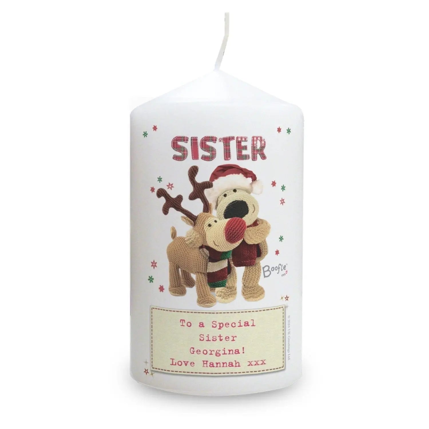Personalised Boofle Christmas Reindeer Pillar Candle: 3 - Candles By Boofle