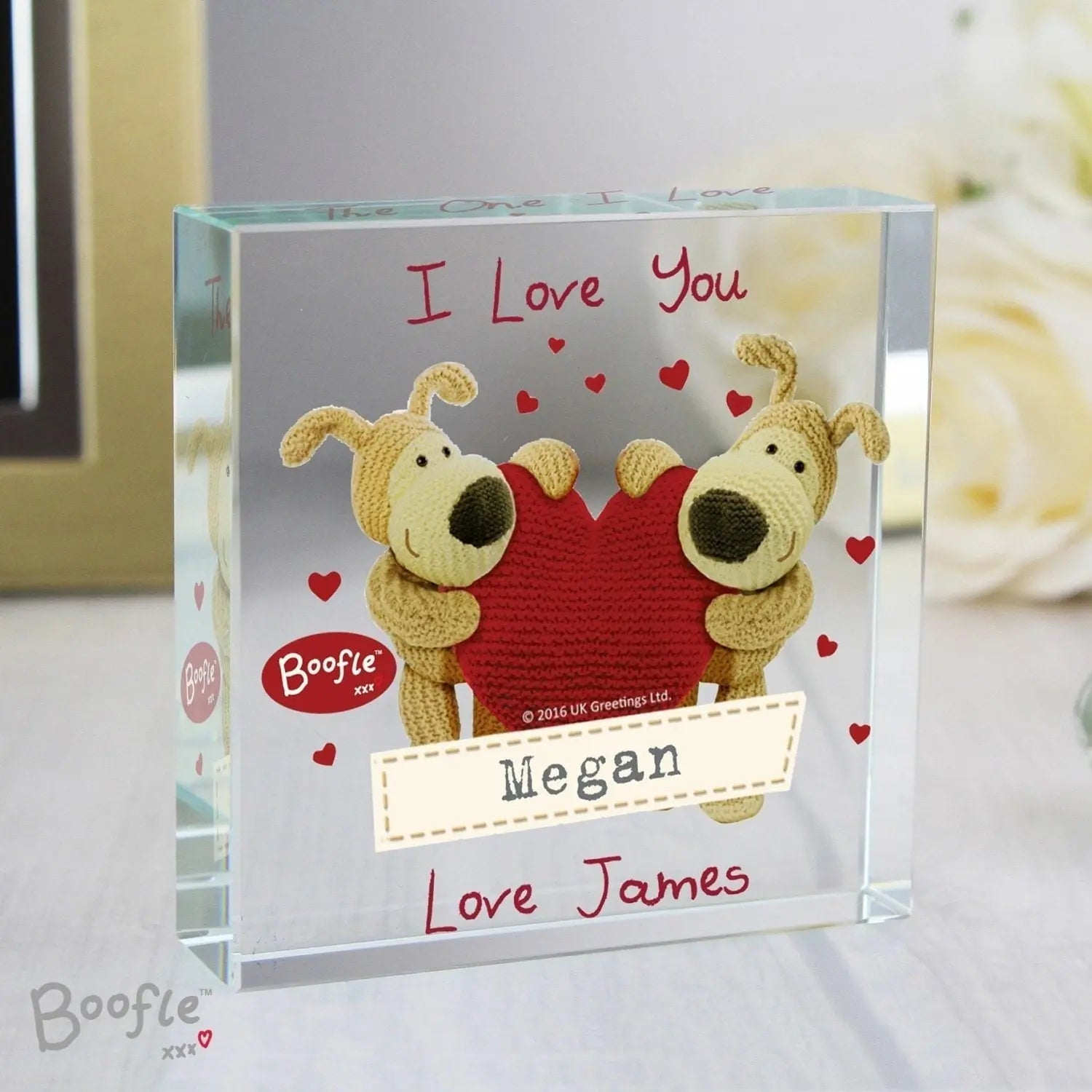 Personalised Boofle Shared Heart Crystal Token: 2 - Crystal Tokens By Boofle