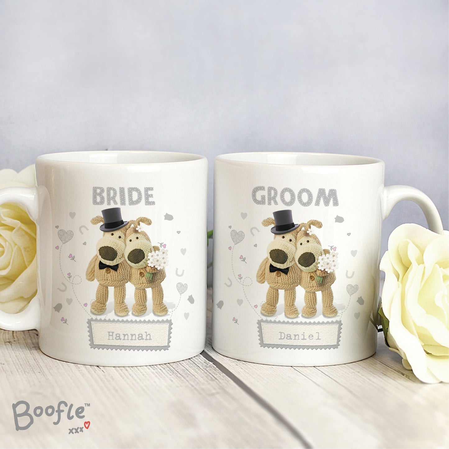 Personalised Boofle Wedding Couple Mug Set: 1 - Mugs By Boofle