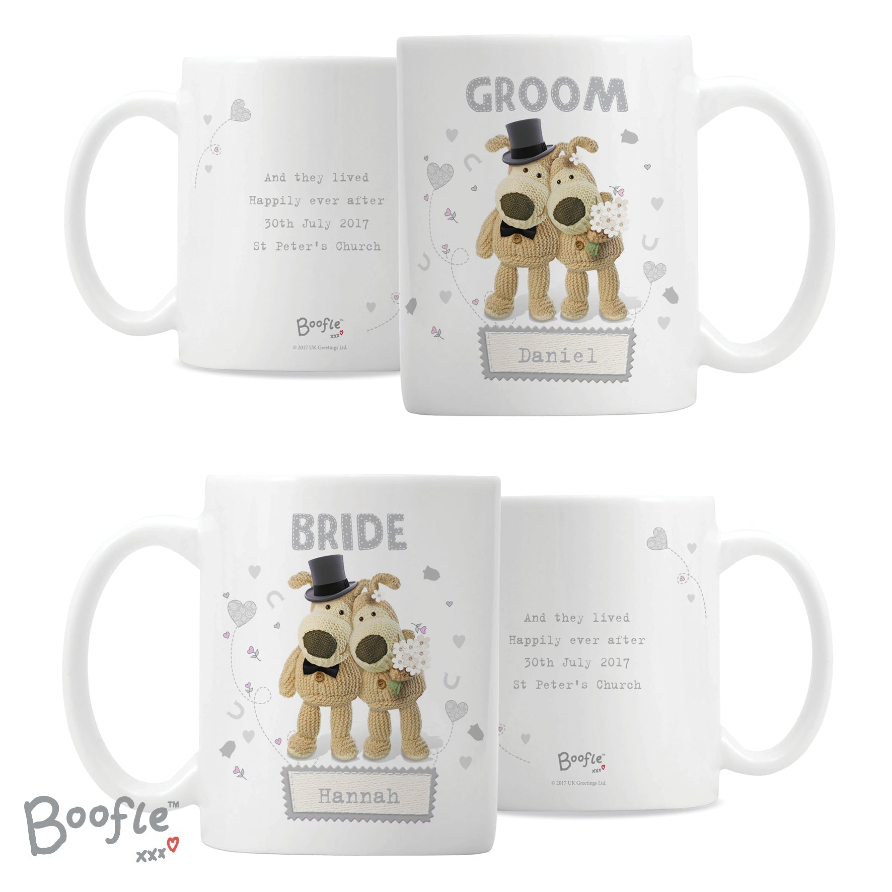 Personalised Boofle Wedding Couple Mug Set: 2 - Mugs By Boofle