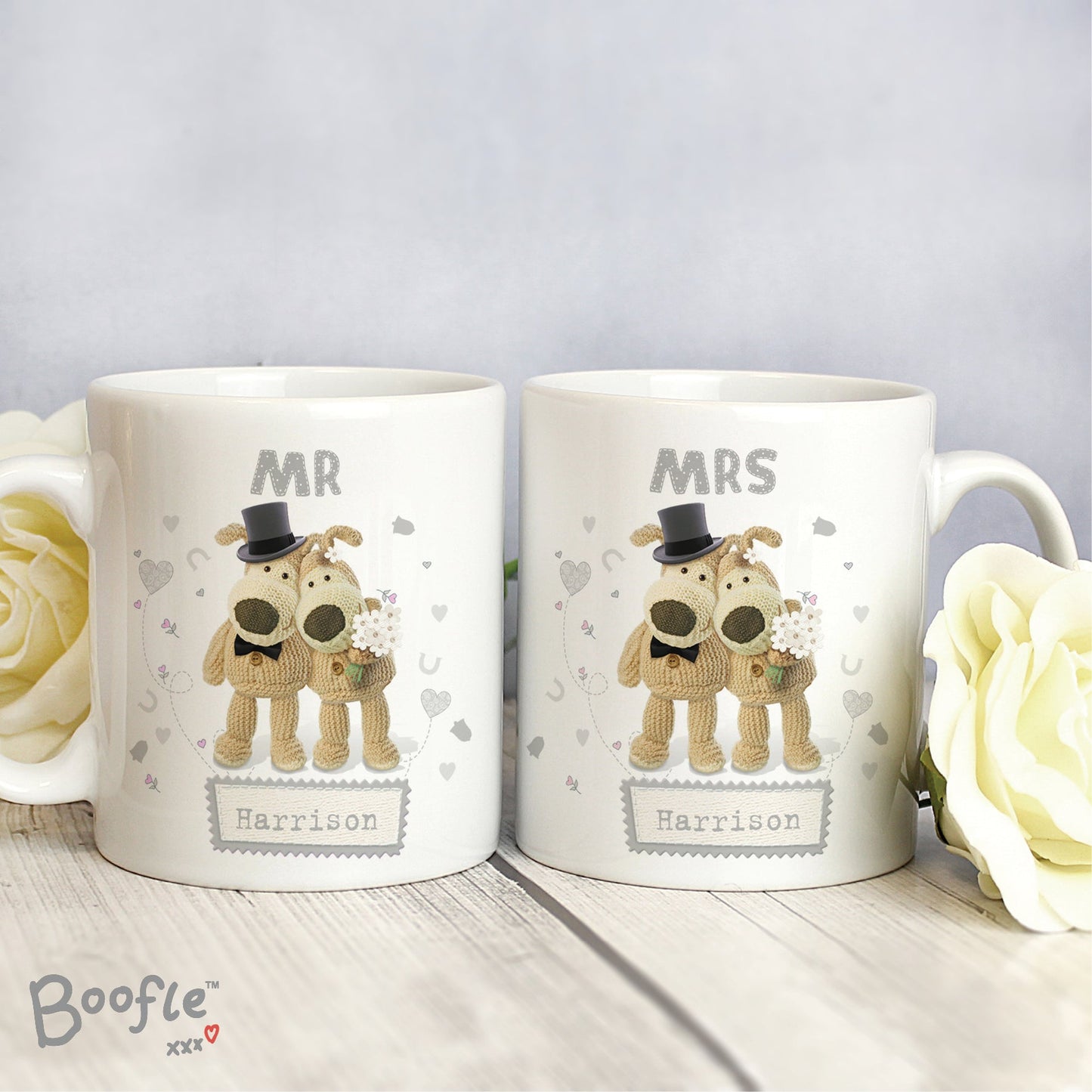 Personalised Boofle Wedding Couple Mug Set: 3 - Mugs By Boofle