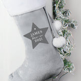 Personalised Born In Luxury Silver Grey Stocking: 1 - Christmas Stockings By Gift Moments