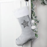 Personalised Born In Luxury Silver Grey Stocking: 2 - Christmas Stockings By Gift Moments