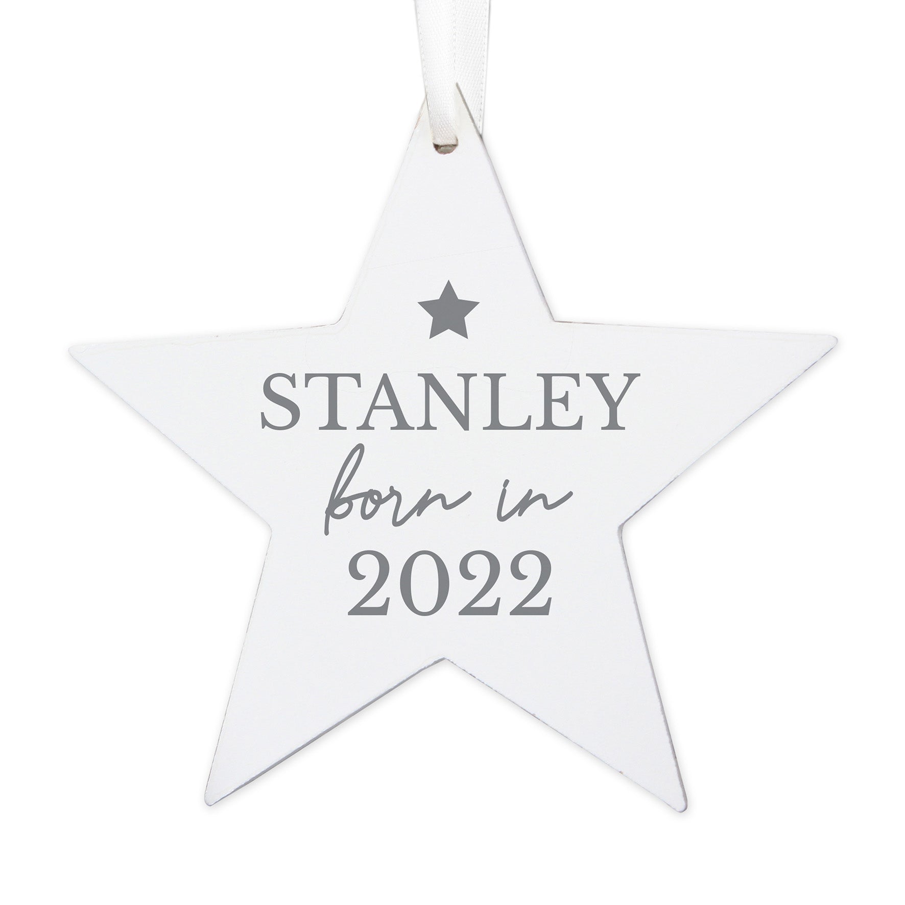 Personalised Born In Wooden Star Decoration: 4 - Decorations By Gift Moments