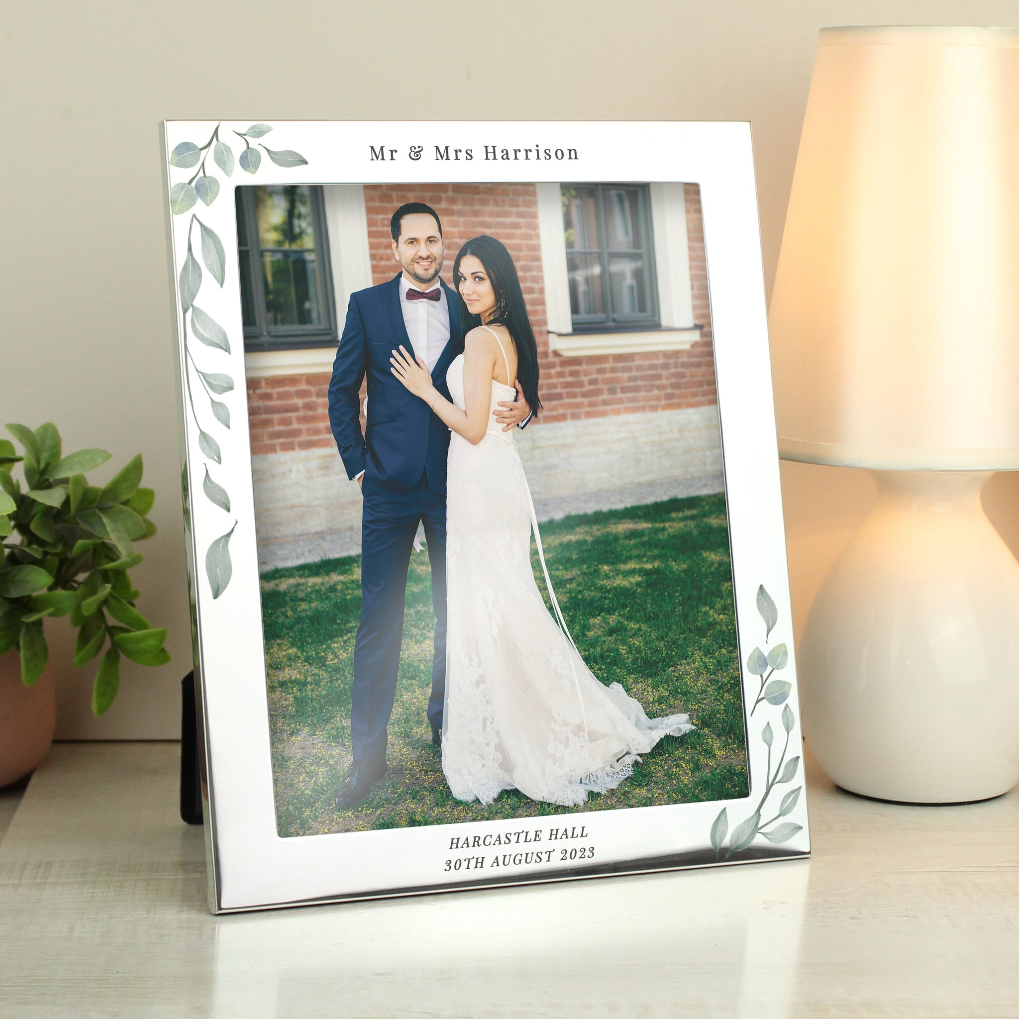 Personalised Botanical 10x8 Silver Photo Frame: 3 - Photo Frames By Gift Moments