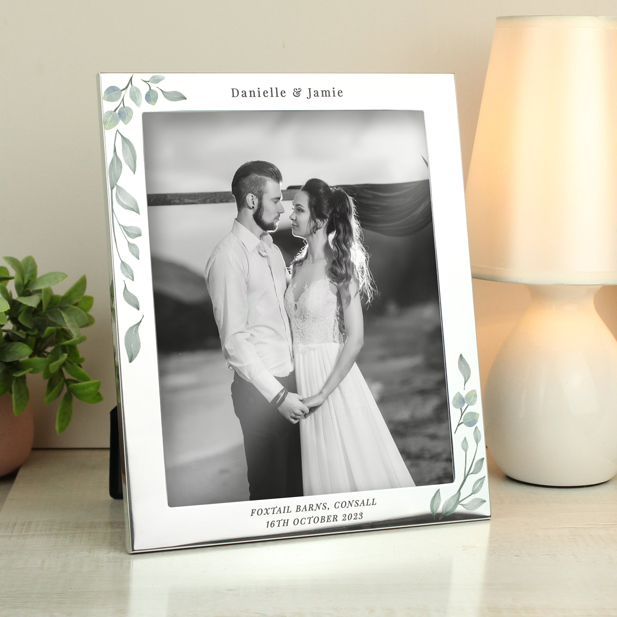 Personalised Botanical 10x8 Silver Photo Frame: 2 - Photo Frames By Gift Moments