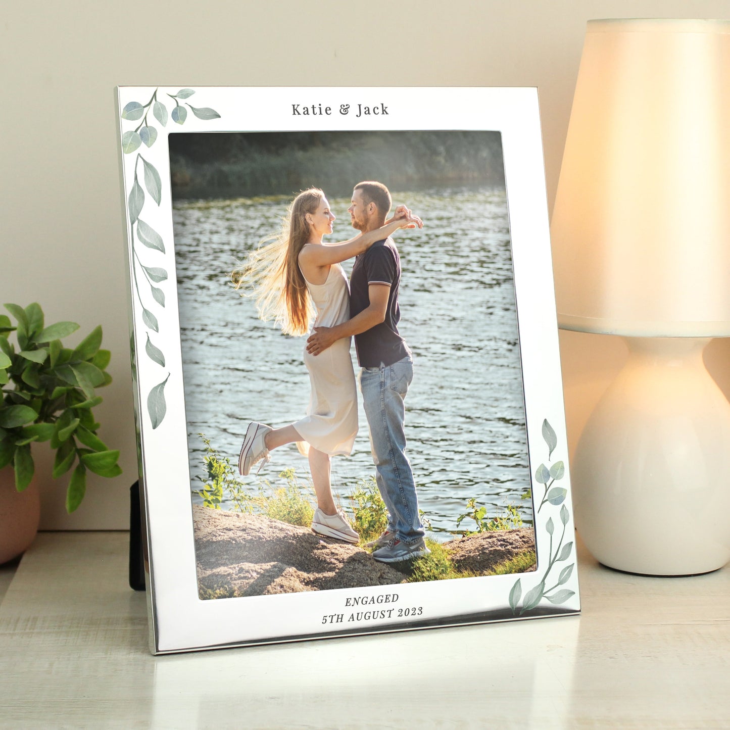 Personalised Botanical 10x8 Silver Photo Frame: 4 - Photo Frames By Gift Moments