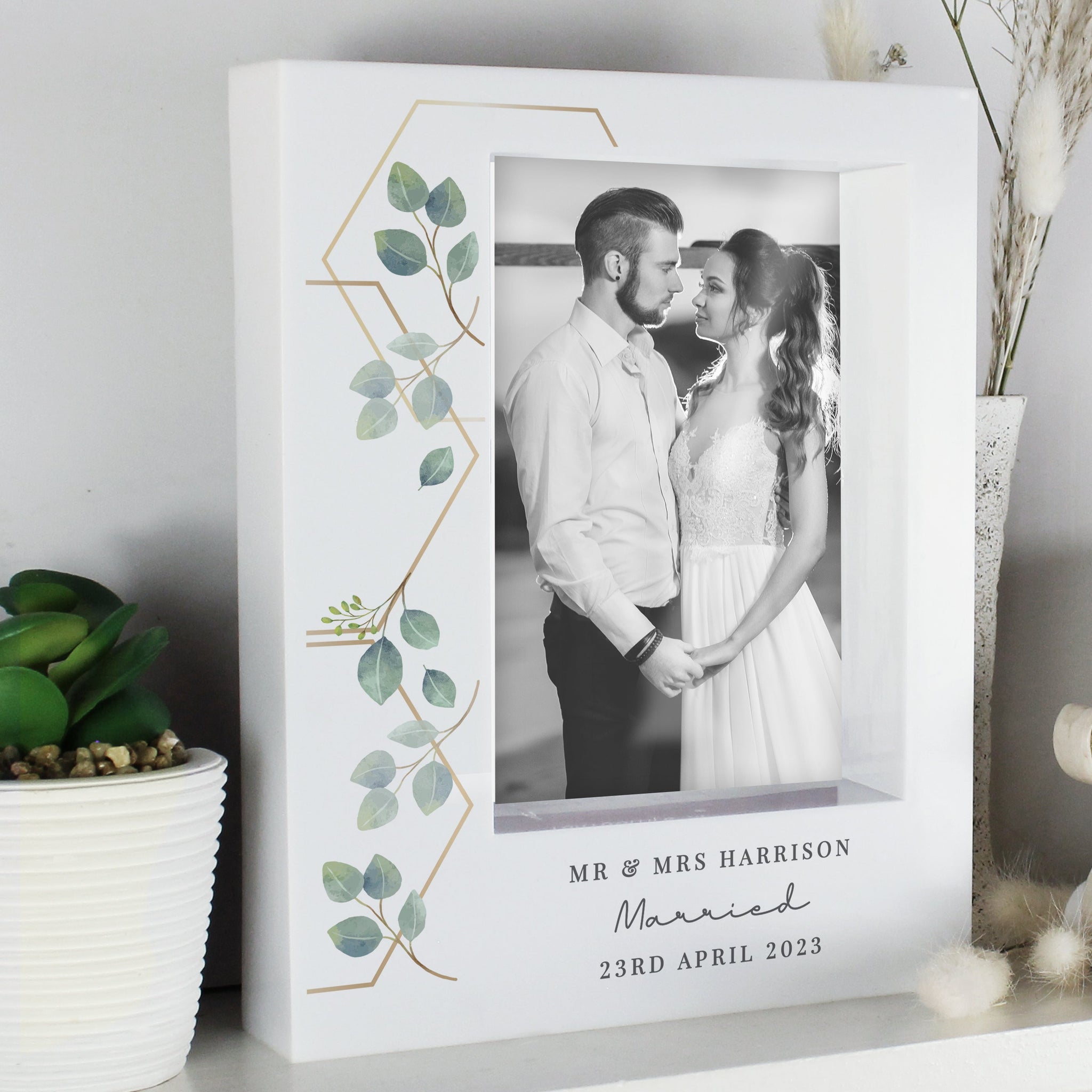 Personalised Botanical 6x4 Box Photo Frame: 2 - Photo Frames By Gift Moments