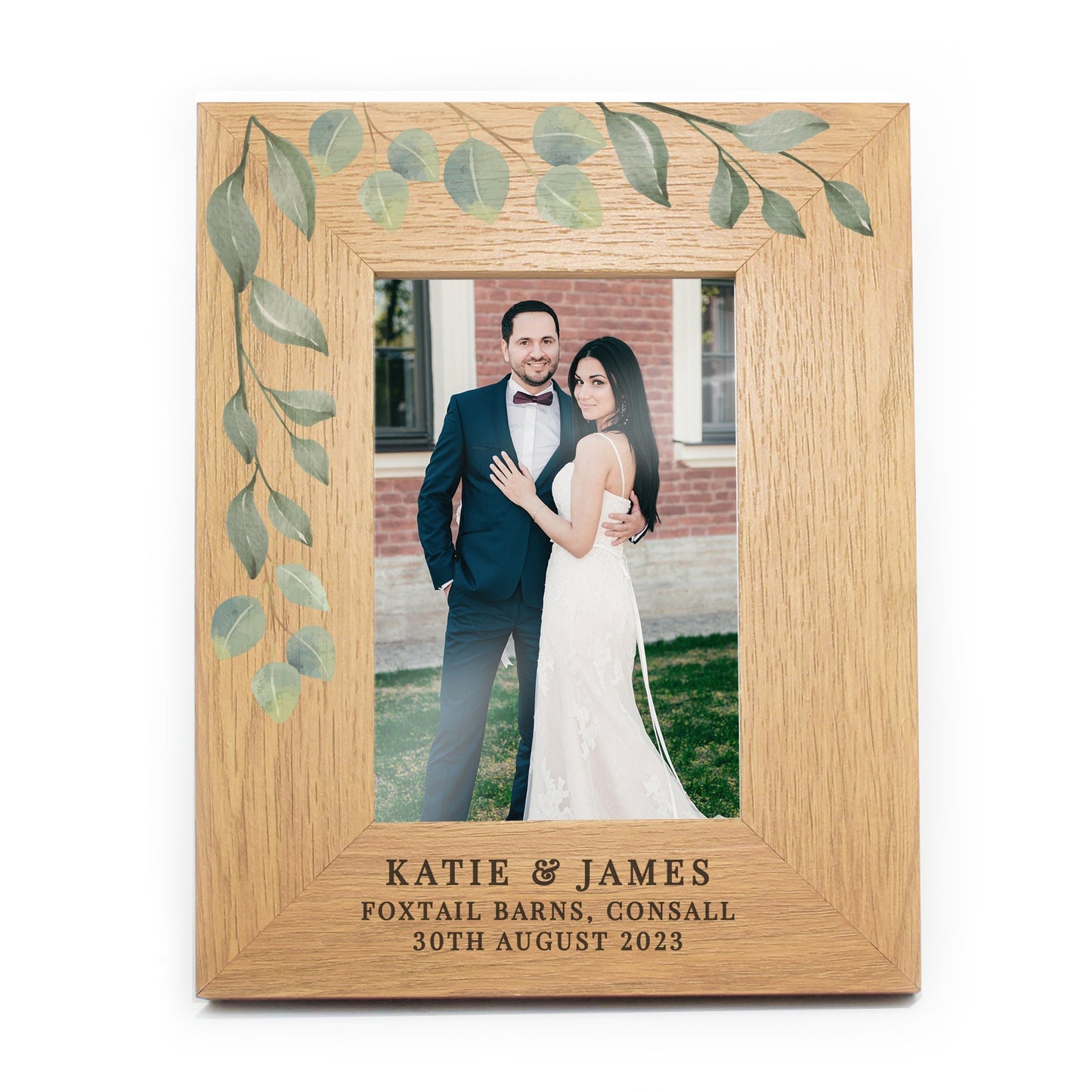Personalised Botanical 6x4 Oak Finish Photo Frame: 5 - Photo Frames By Gift Moments