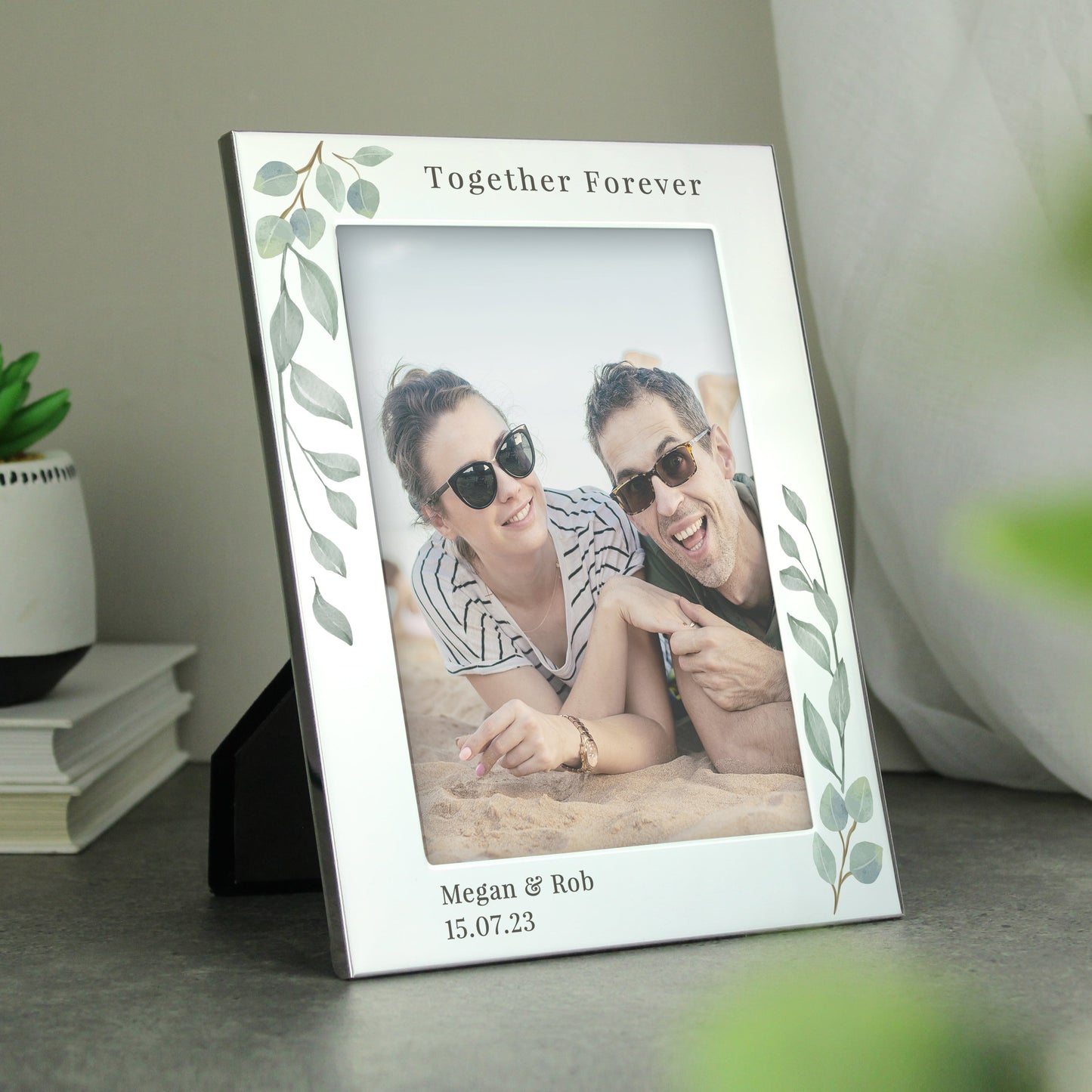 Personalised Botanical 6x4 Silver Photo Frame: 2 - Photo Frames By Gift Moments