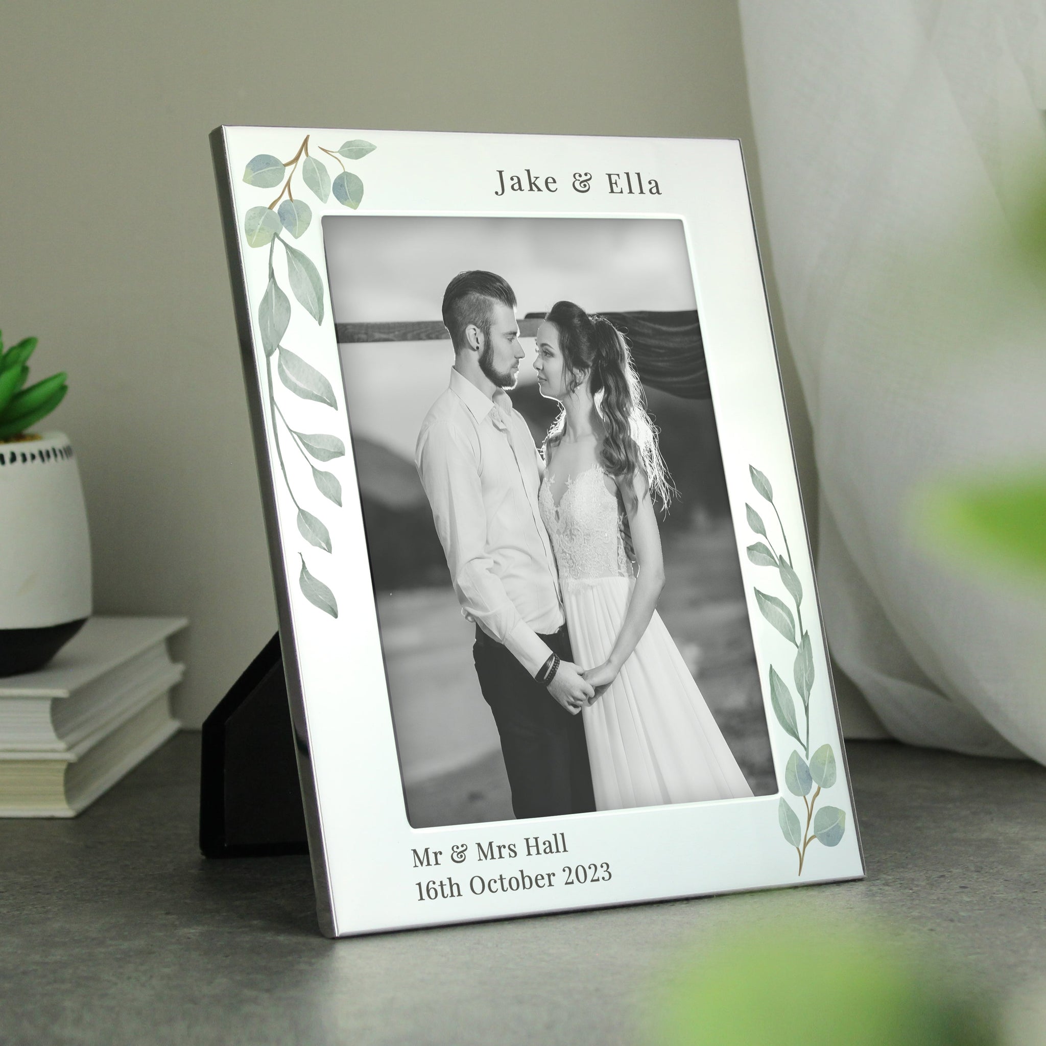 Personalised Botanical 6x4 Silver Photo Frame: 1 - Photo Frames By Gift Moments