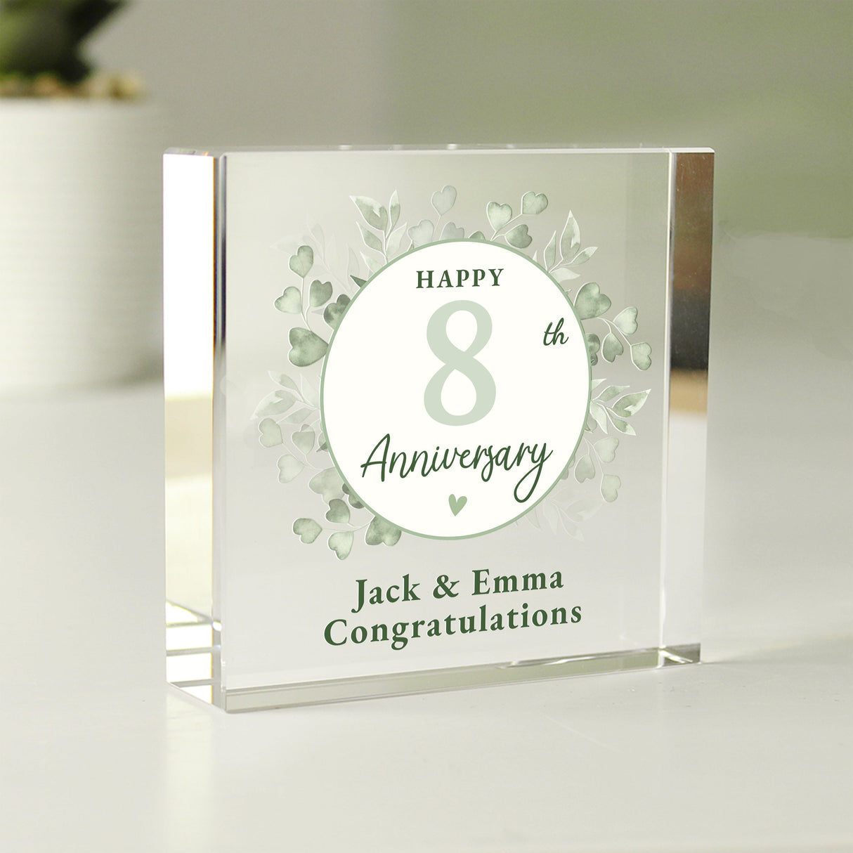 Personalised Botanical Anniversary Crystal Token: 4 - Crystal Tokens By Gift Moments