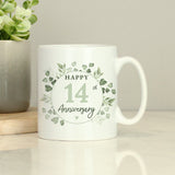 Personalised Botanical Anniversary Mug: 6 - Mugs By Gift Moments
