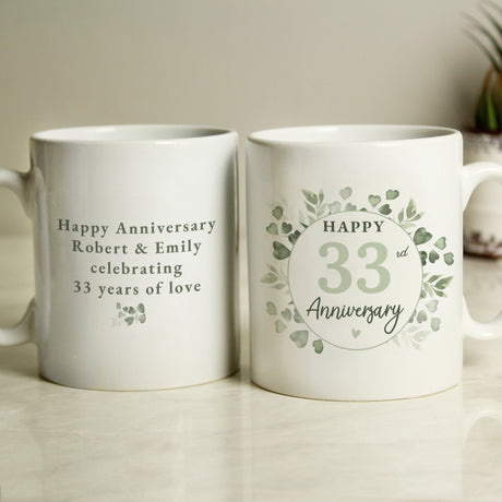Personalised Botanical Anniversary Mug: 3 - Mugs By Gift Moments