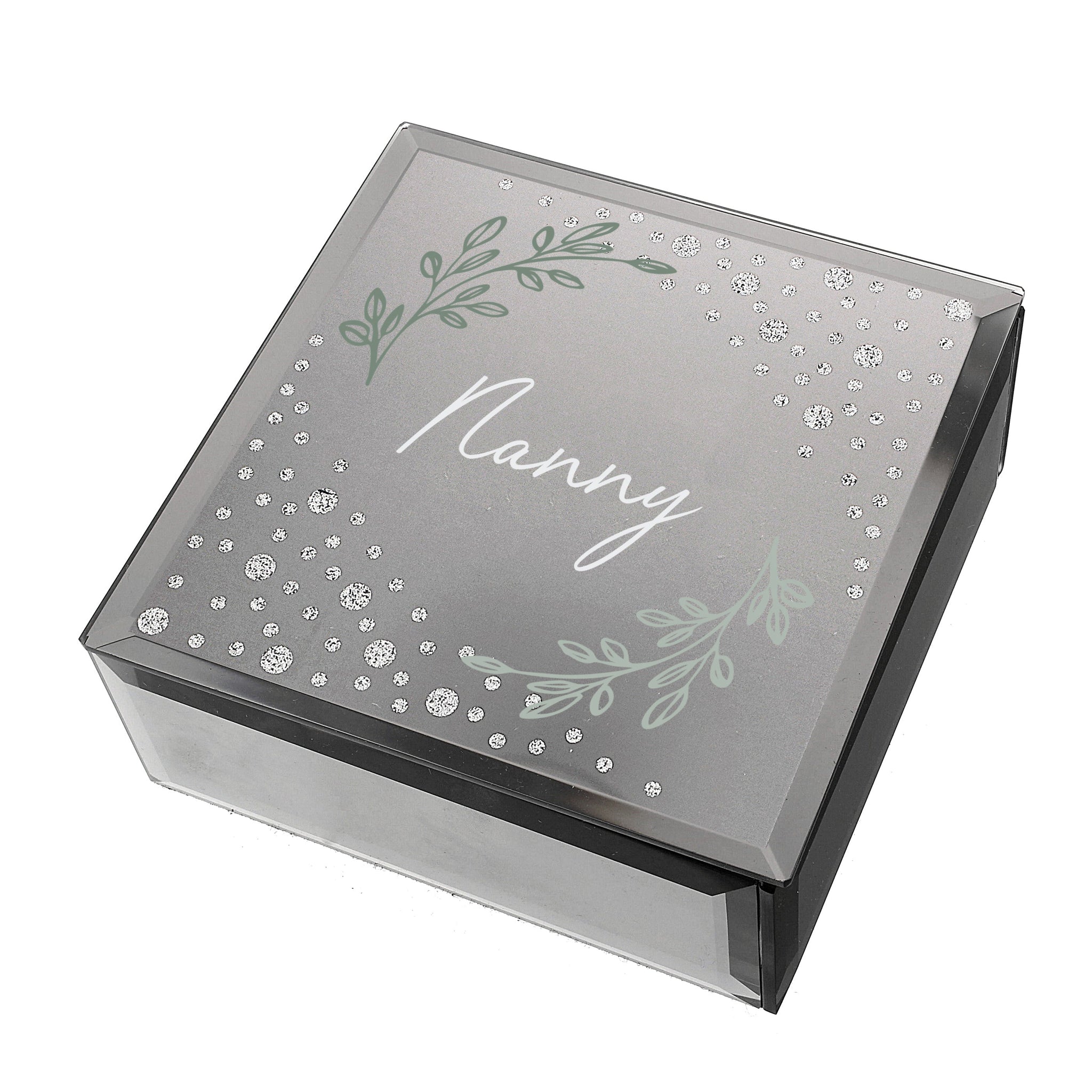 Personalised Botanical Diamante Mirrored Trinket Box: 5 - Trinket Boxes By Gift Moments