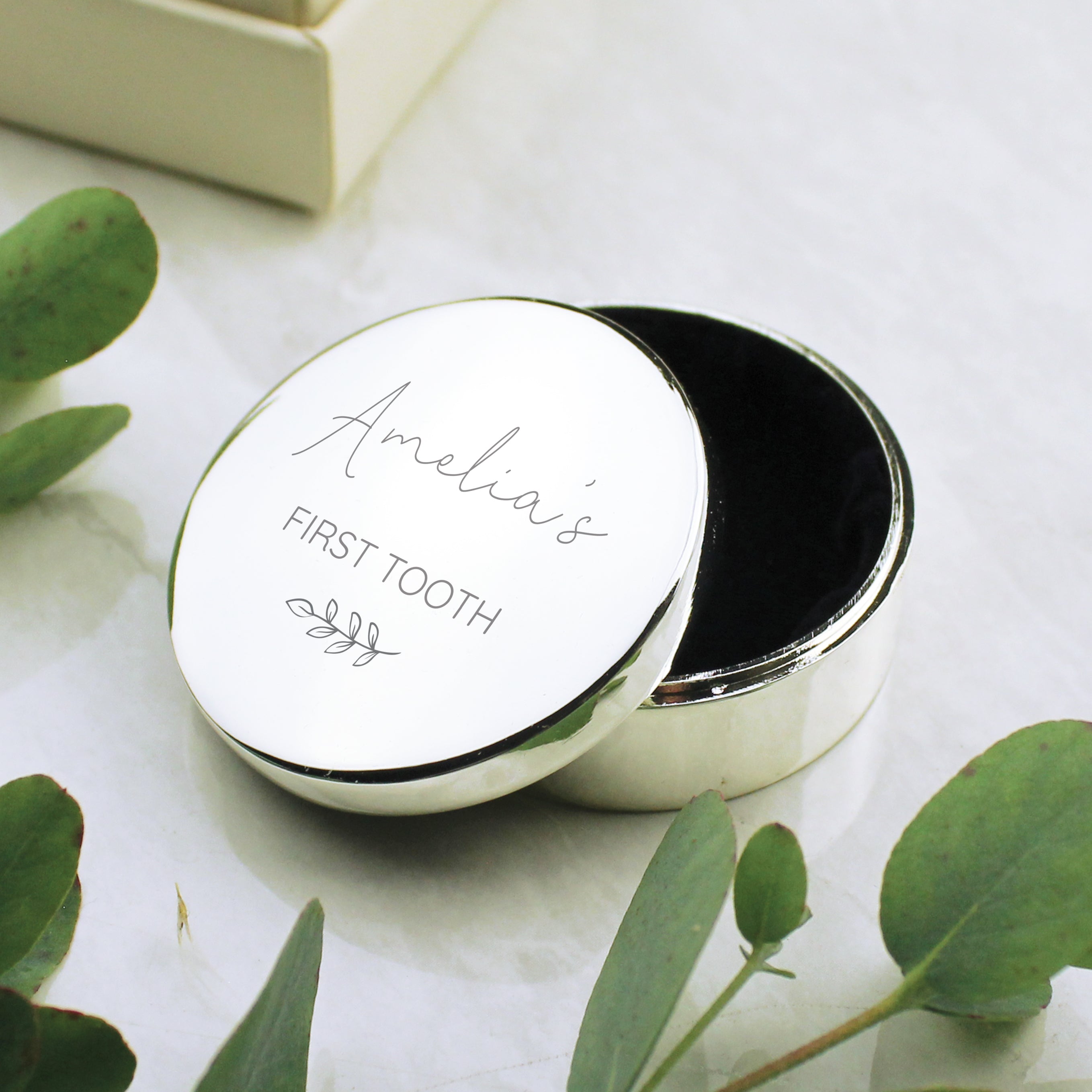 Personalised Botanical First Tooth/Curl Trinket Box - Shop Trinket Boxes At Gift Moments - 3