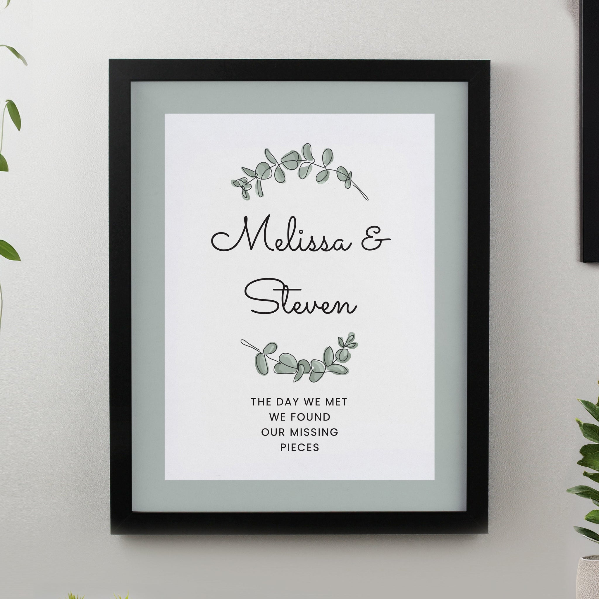 Personalised Botanical Framed Prints: 2 - Black - Framed Prints By Gift Moments