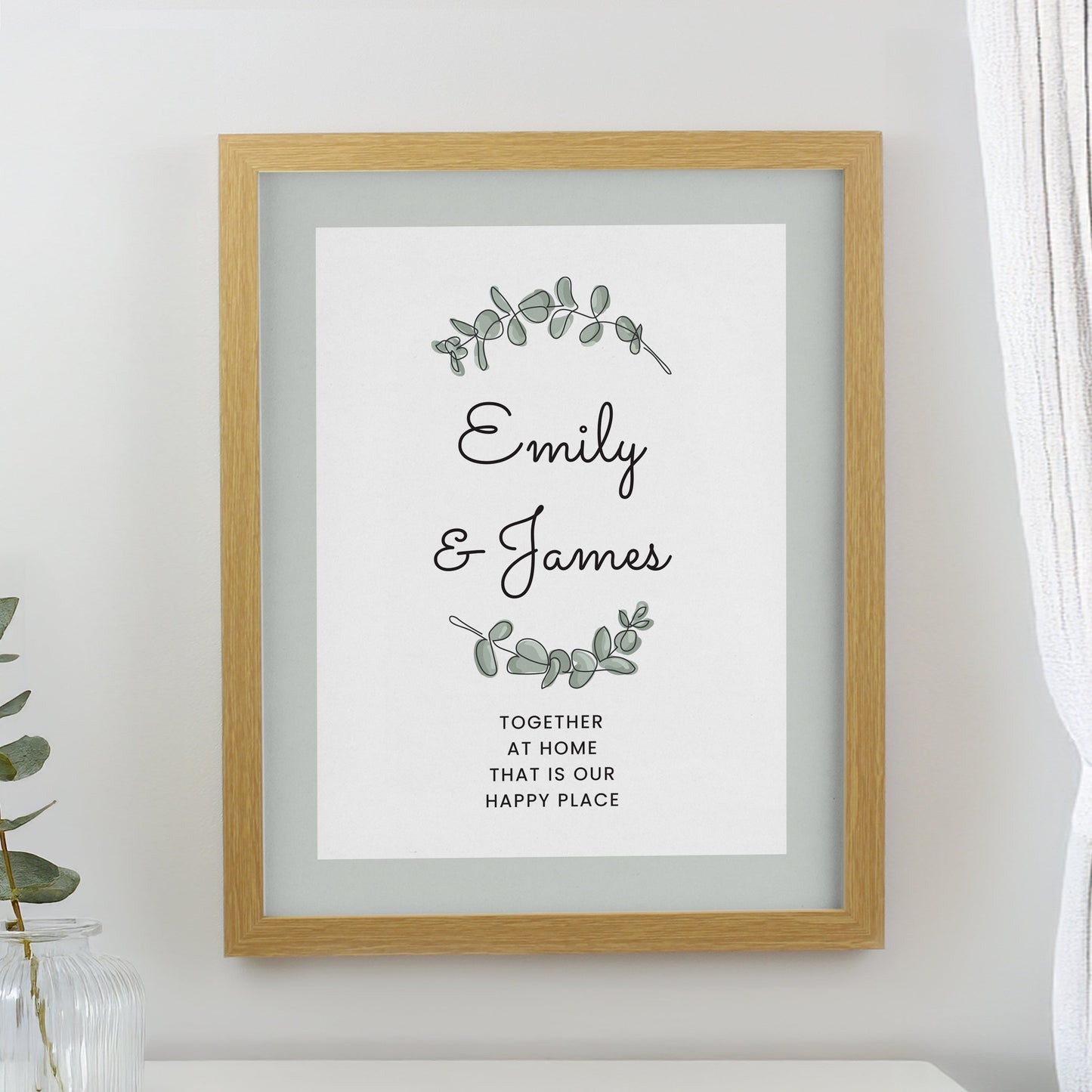 Personalised Botanical Framed Prints: 1 - Oak - Framed Prints By Gift Moments