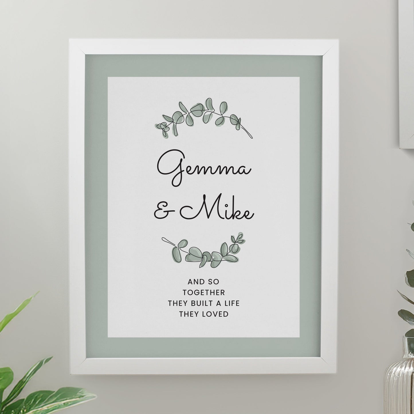 Personalised Botanical Framed Prints: 3 - White - Framed Prints By Gift Moments