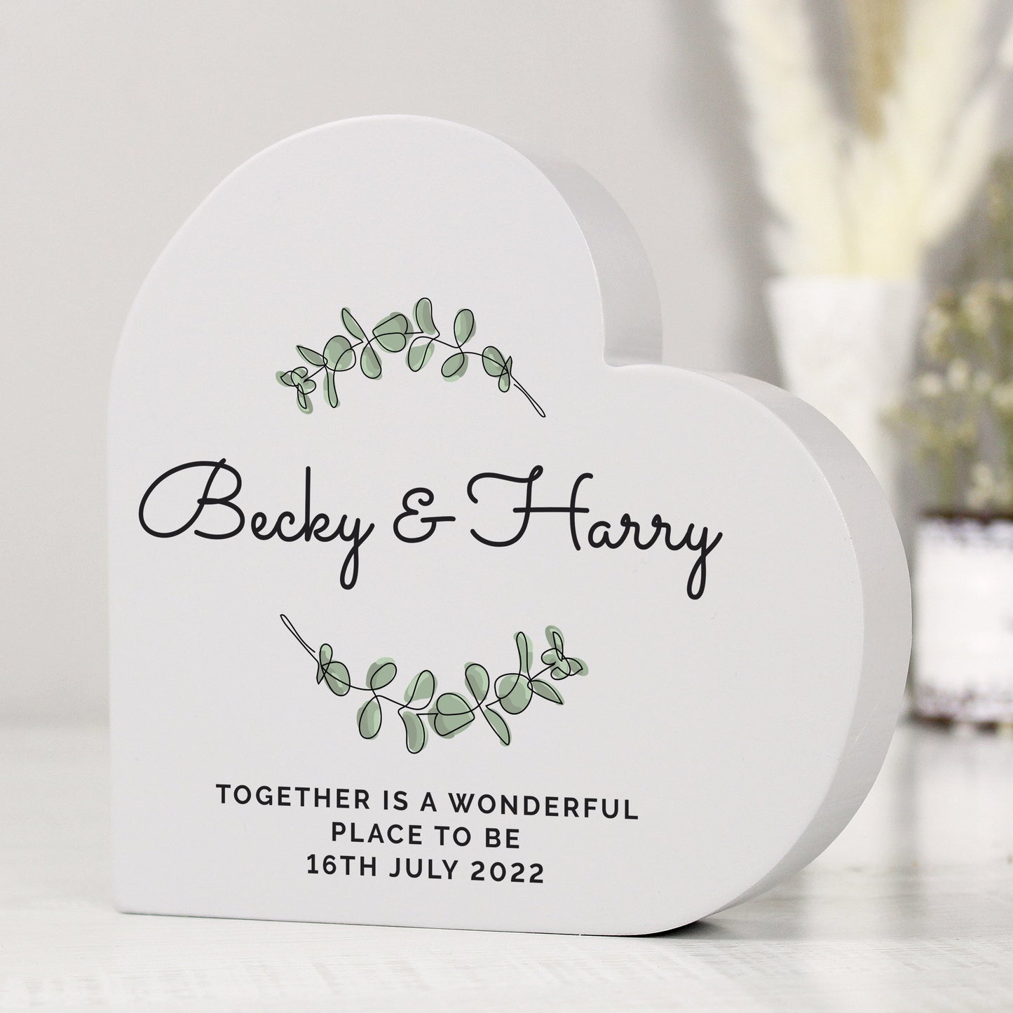 Personalised Botanical Free Standing Heart Ornament: 1 - Ornaments By Gift Moments