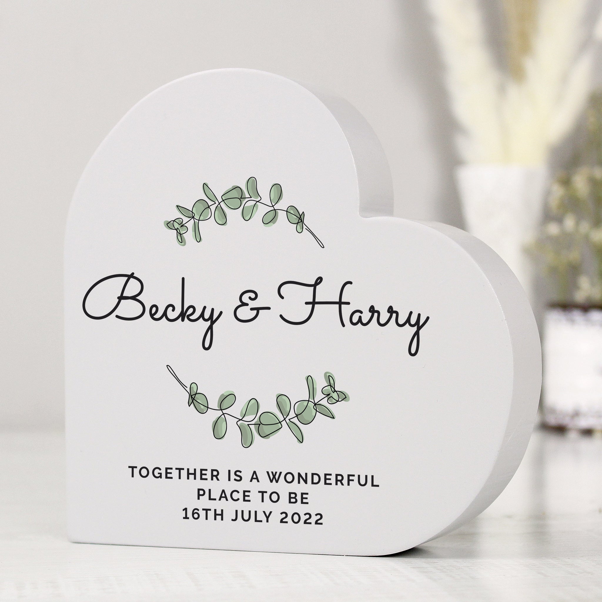 Personalised Botanical Free Standing Heart Ornament: 1 - Ornaments By Gift Moments