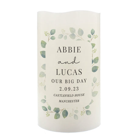 Personalised Botanical Free Text LED Candle: 5 - LED Lighting By Gift Moments